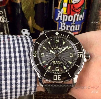 2019 Replica Blancpain Fifty Fathoms 300m SS Black Dial Watch - Swiss Quality
